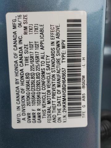 2HKRM4H58GH649657 - 2016 HONDA CR-V EX TEAL photo 13