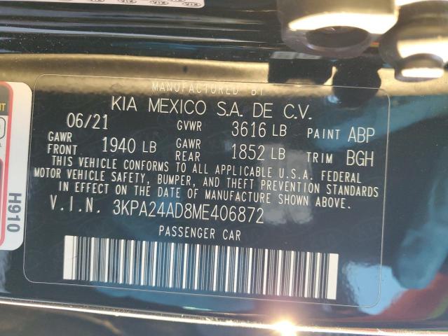 3KPA24AD8ME406872 - 2021 KIA RIO LX BLACK photo 12