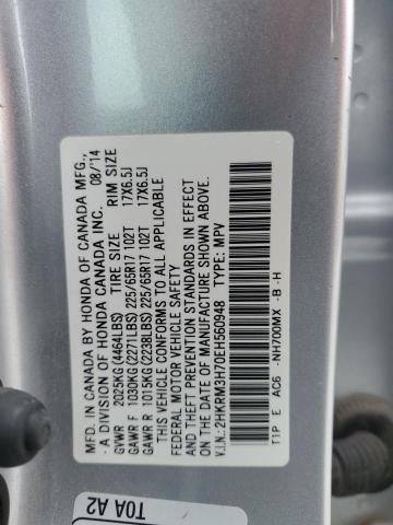 2HKRM3H70EH560948 - 2014 HONDA CR-V EXL SILVER photo 13