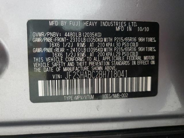 JF2SHABC2BH718041 - 2011 SUBARU FORESTER 2.5X فضي صورة 13