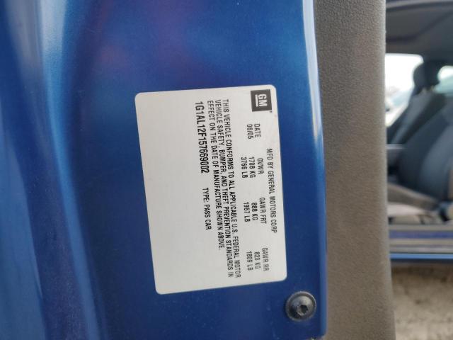 1G1AL12F157669002 - 2005 CHEVROLET COBALT LS BLUE photo 12