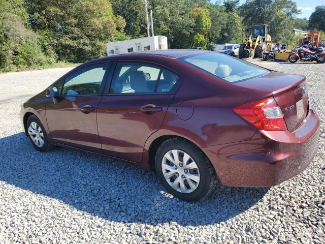 2HGFB2F56CH544121 - 2012 HONDA CIVIC LX MAROON photo 2
