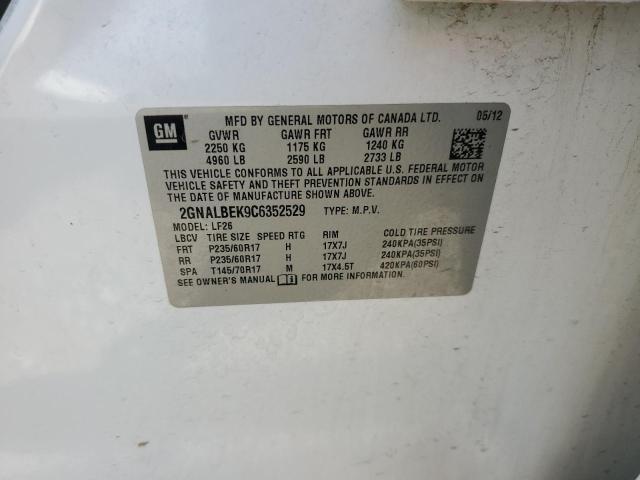 2GNALBEK9C6352529 - 2012 CHEVROLET EQUINOX LS WHITE photo 12