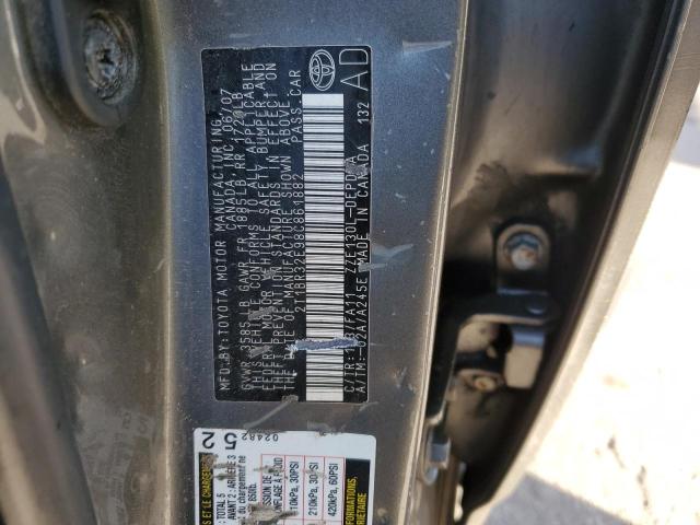 2T1BR32E98C861882 - 2008 TOYOTA COROLLA CE GRAY photo 12