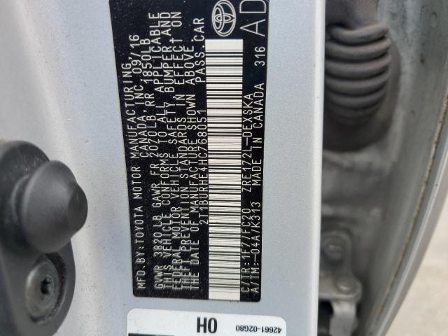 2T1BURHE4HC768051 - 2017 TOYOTA COROLLA L SILVER photo 12