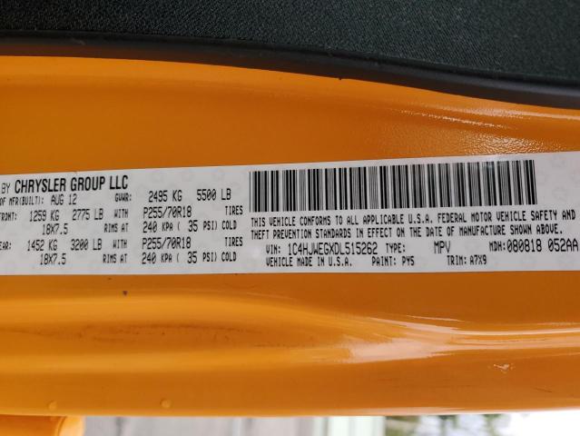 1C4HJWEGXDL515262 - 2013 JEEP WRANGLER U SAHARA ნარინჯისფერი ფოტო 13