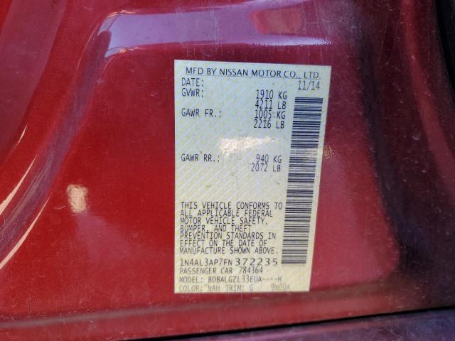 1N4AL3AP7FN372235 - 2015 NISSAN ALTIMA 2.5 RED photo 12