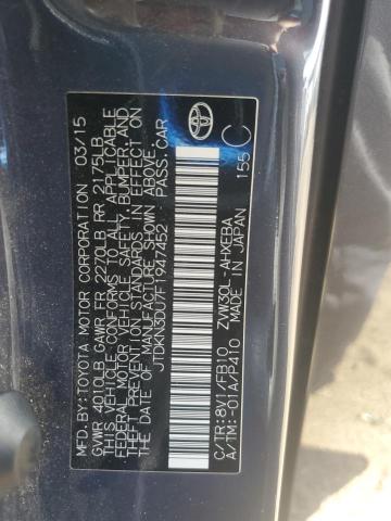 JTDKN3DU7F1947452 - 2015 TOYOTA PRIUS CHARCOAL photo 12