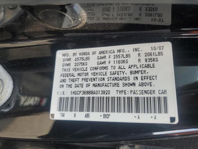 1HGCP36888A013920 - 2008 HONDA ACCORD EXL BLACK photo 13