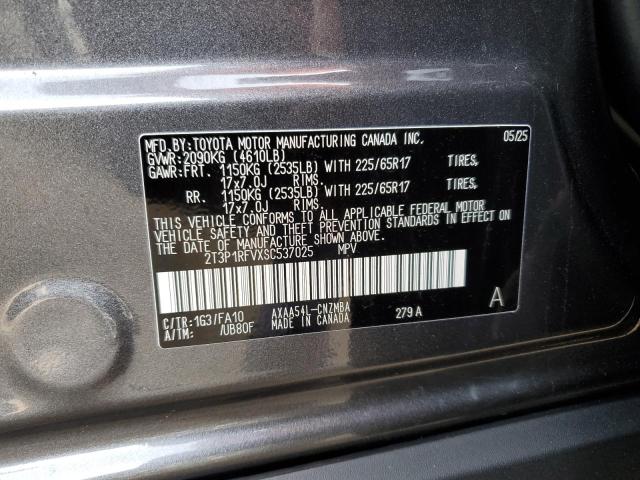 2T3P1RFVXSC537025 - 2025 TOYOTA RAV4 XLE Մոխրագույն լուսանկար 14