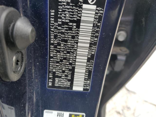 5YFVPMAE8MP195232 - 2021 TOYOTA COROLLA LE Синій фото 13