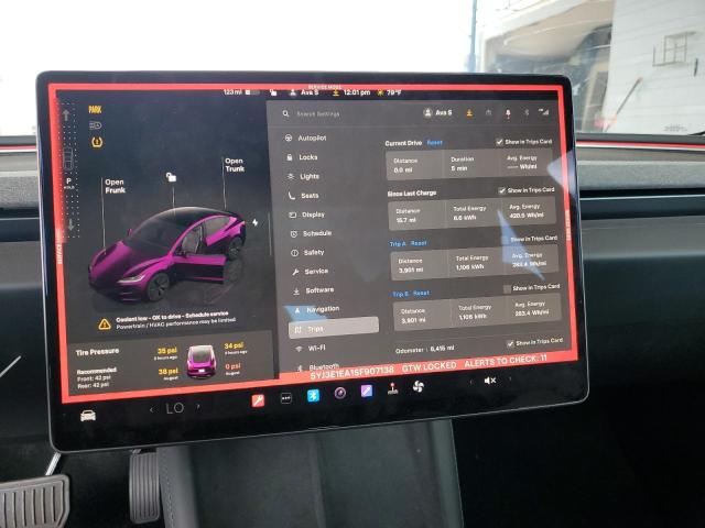 5YJ3E1EA1SF907138 - 2025 TESLA MODEL 3 Azul foto 9