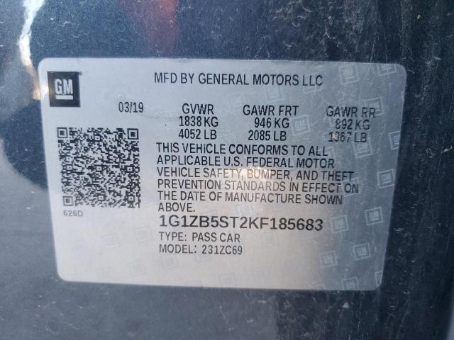 1G1ZB5ST2KF185683 - 2019 CHEVROLET MALIBU LS Gris foto 13