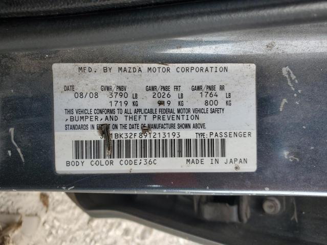 JM1BK32F891213193 - 2009 MAZDA 3 I CHARCOAL photo 12