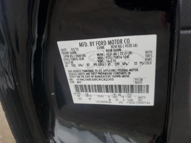 1FMCU0EG5CKC62303 - 2012 FORD ESCAPE LIMITED BLACK photo 13