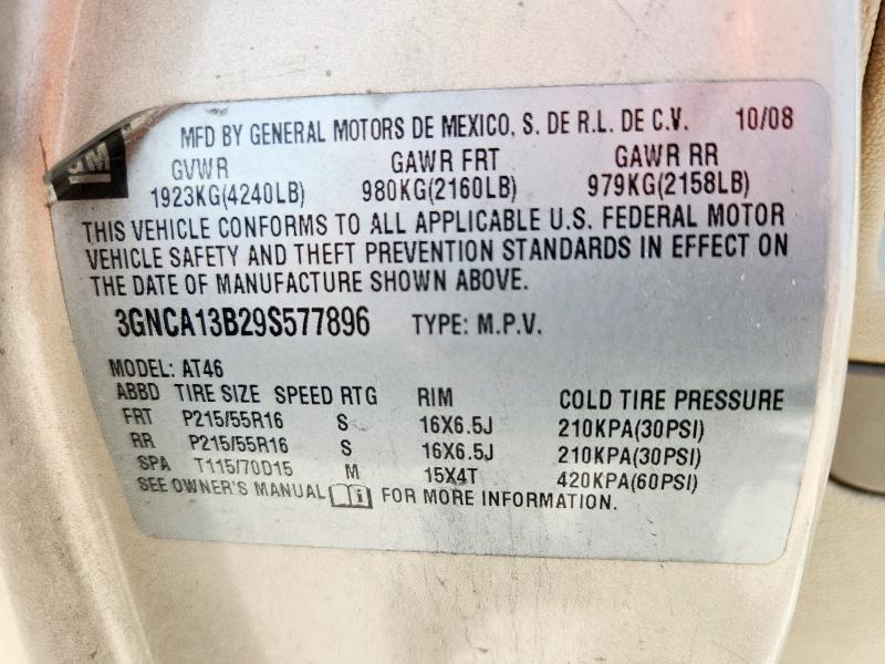 3GNCA13B29S577896 - 2009 CHEVROLET HHR LS BEIGE photo 13