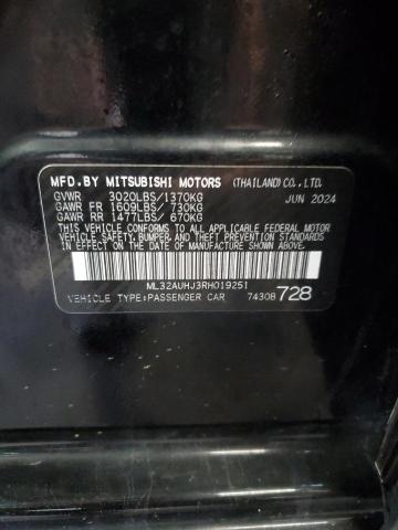 ML32AUHJ3RH019251 - 2024 MITSUBISHI MIRAGE ES შავი ფოტო 13