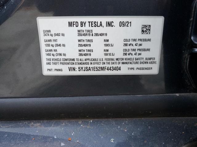 5YJSA1E52MF443404 - 2021 TESLA MODEL S BLUE photo 12