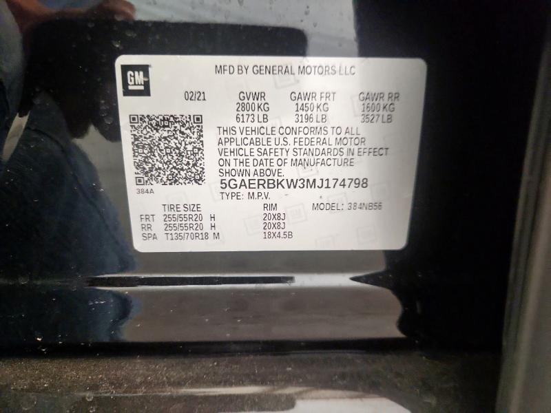 5GAERBKW3MJ174798 - 2021 BUICK ENCLAVE ESSENCE Czarny zdjęcie 13