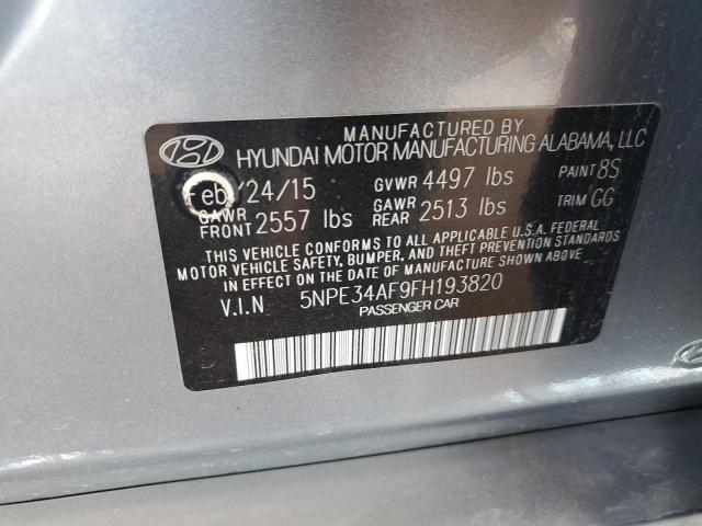 5NPE34AF9FH193820 - 2015 HYUNDAI SONATA SPORT SILVER photo 12