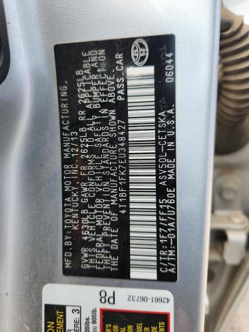 4T1BF1FK7EU348427 - 2014 TOYOTA CAMRY L SILVER photo 12