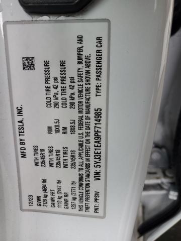 5YJ3E1EA9PF714985 - 2023 TESLA MODEL 3 Ağ foto 12