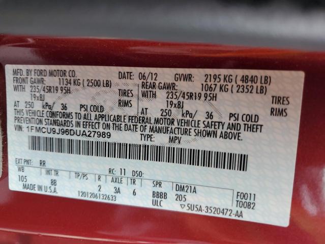 1FMCU9J96DUA27989 - 2013 FORD ESCAPE TITANIUM RED photo 13