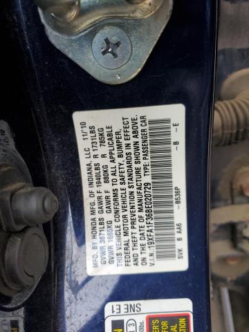 19XFA1F36BE020729 - 2011 HONDA CIVIC VP Mavi foto 12