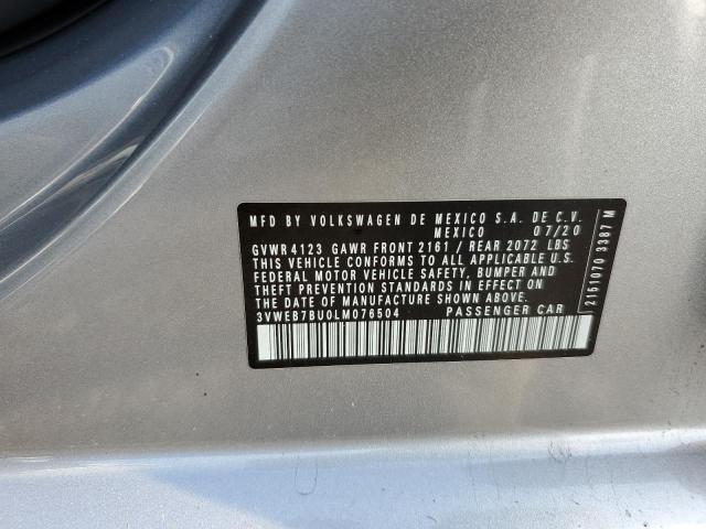 3VWEB7BU0LM076504 - 2020 VOLKSWAGEN JETTA SEL Արծաթագույն լուսանկար 12