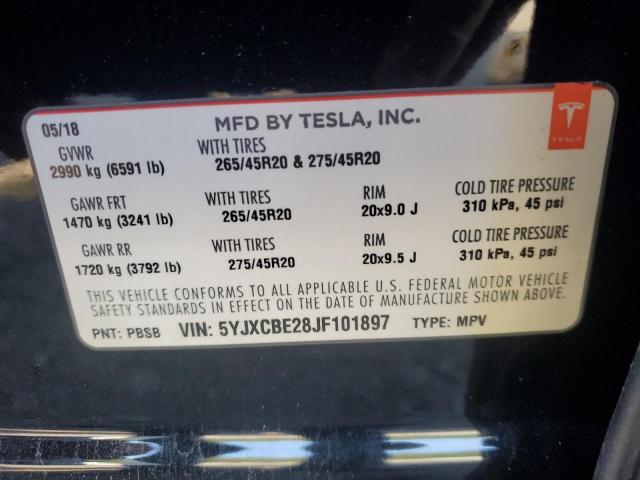 5YJXCBE28JF101897 - 2018 TESLA MODEL X Boz foto 13