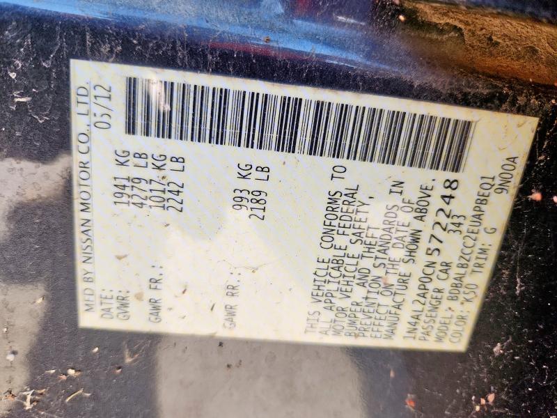 1N4AL2AP0CN572248 - 2012 NISSAN ALTIMA BASE Сұр фото 13