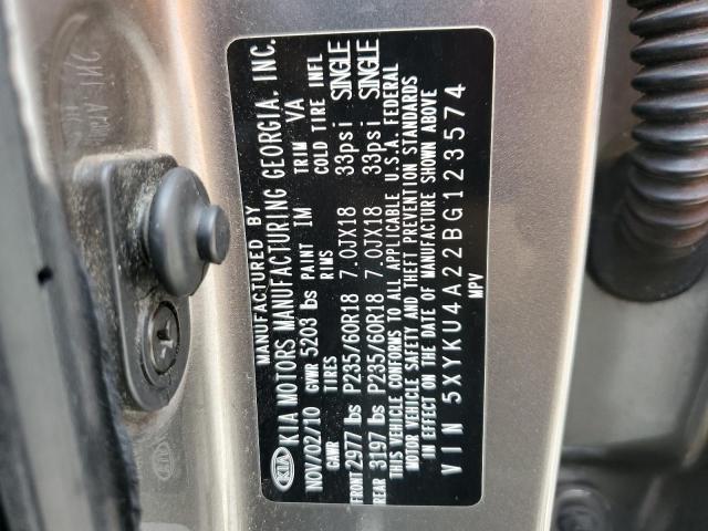 5XYKU4A22BG123574 - 2011 KIA SORENTO EX 灰色 照片 13