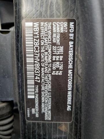 WBY1Z8C37HV893747 - 2017 BMW I3 REX WHITE photo 13