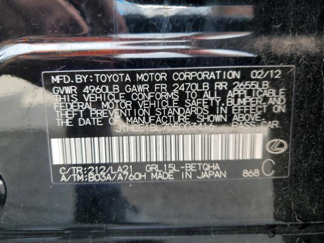 JTHCE1BL7D5003416 - 2013 LEXUS GS 350 BLACK photo 13