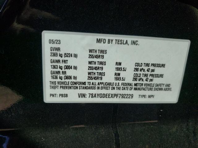 7SAYGDEEXPF792229 - 2023 TESLA MODEL Y BLACK photo 12