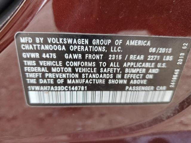 1VWAH7A33DC146781 - 2013 VOLKSWAGEN PASSAT S Bordo foto 12