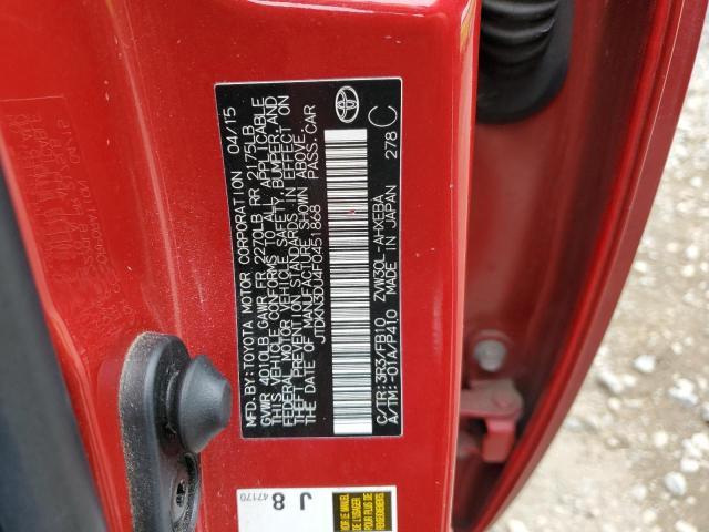 JTDKN3DU4F0451868 - 2015 TOYOTA PRIUS წითელი ფოტო 13