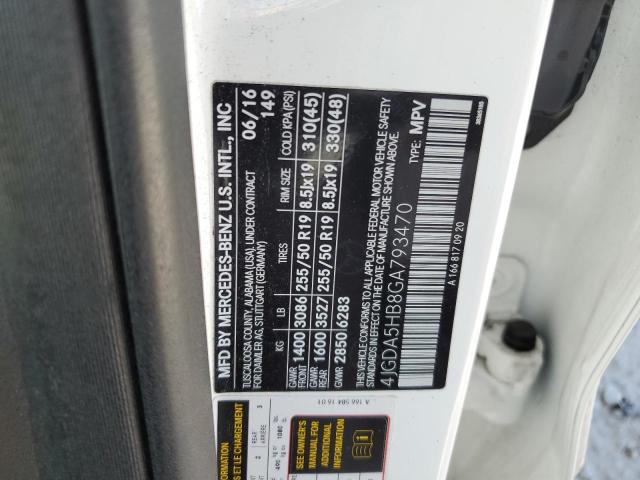 4JGDA5HB8GA793470 - 2016 MERCEDES-BENZ GLE 350 4MATIC WHITE photo 13