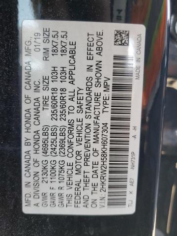 2HKRW2H58KH607304 - 2019 HONDA CR-V EX BLACK photo 14