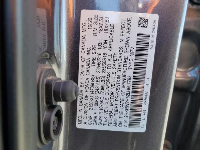 2HKRW2H52LH697793 - 2020 HONDA CR-V EX GRAY photo 12