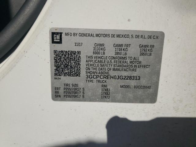 3GCPCREH0JG228313 - 2018 CHEVROLET SILVERADO C1500 LT Biały zdjęcie 12