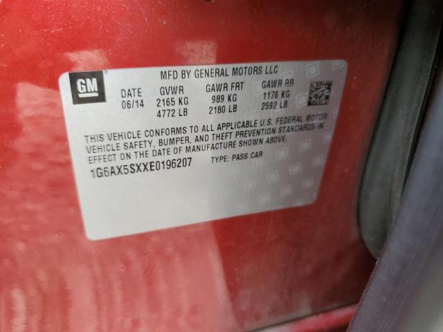 1G6AX5SXXE0196207 - 2014 CADILLAC CTS LUXURY COLLECTION RED photo 12