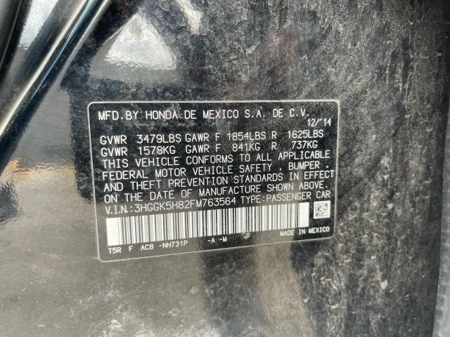 3HGGK5H82FM763564 - 2015 HONDA FIT EX BLACK photo 10