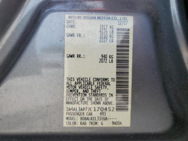 1N4AL3AP7JC170452 - 2018 NISSAN ALTIMA 2.5 GRAY photo 12