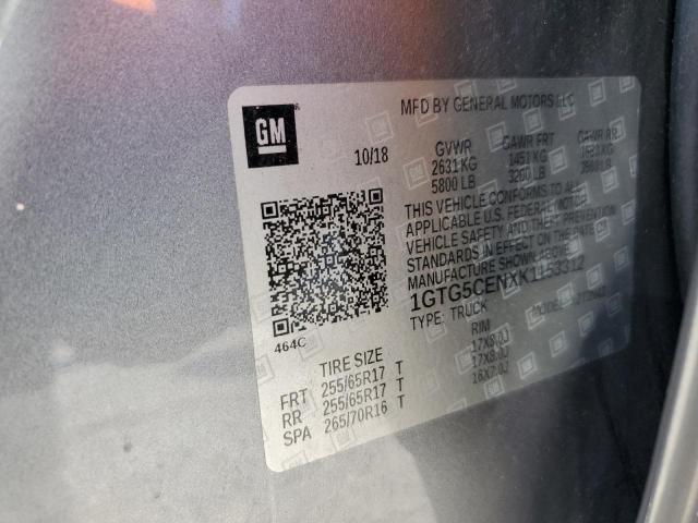 1GTG5CENXK1153312 - 2019 GMC CANYON SLE رمادي صورة 13