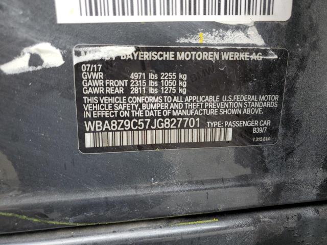 WBA8Z9C57JG827701 - 2018 BMW 330 XIGT GRAY photo 12