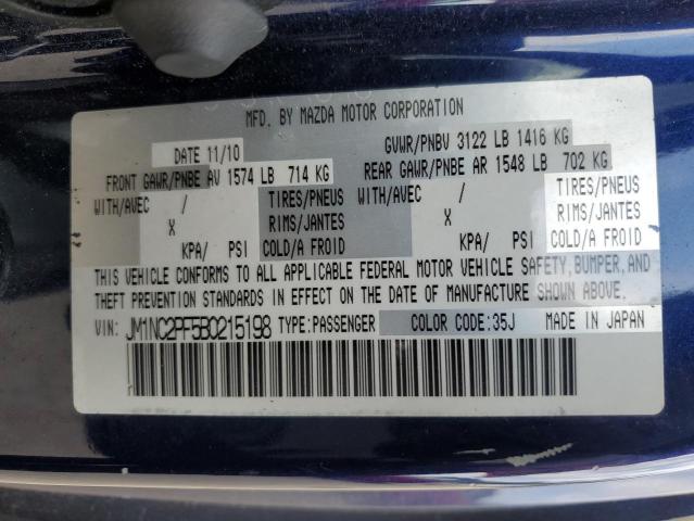 JM1NC2PF5B0215198 - 2011 MAZDA MX-5 MIATA 蓝色 照片 13