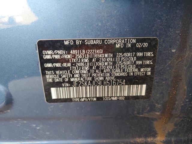 JF2SKAJC9LH516754 - 2020 SUBARU FORESTER PREMIUM BLUE photo 14
