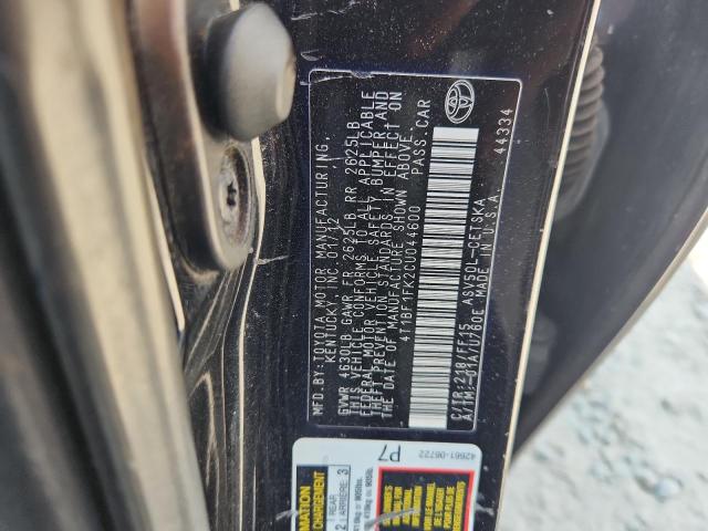 4T1BF1FK2CU044600 - 2012 TOYOTA CAMRY BASE შავი ფოტო 12
