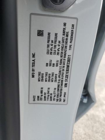 5YJ3E1EBXNF238011 - 2022 TESLA MODEL 3 Білий фото 13